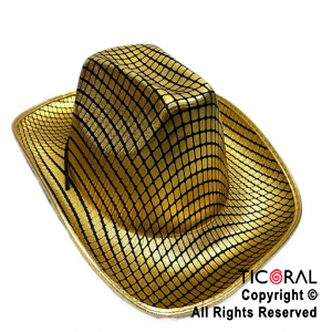 SOMBRERO COWBOY DISCO METALIZADO ORO x 1